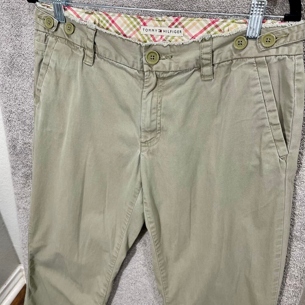 Vintage Y2K Tommy Hilfiger Green Capris Khaki Cargo Straight Leg Women's Size 6 - Picture 4 of 10